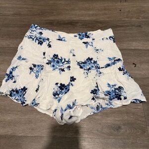 Moon River Blue Floral High Waist Shorts